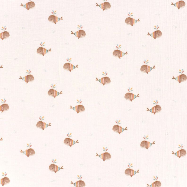 Musselin/ Doppel-Krinkel Gewebe gestreifter Wal Digitaldruck – elfenbein,  image number 1