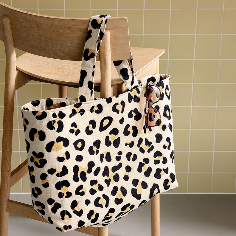 Dekostoff Gobelin Leopard – hellbeige/schwarz,  image number 6