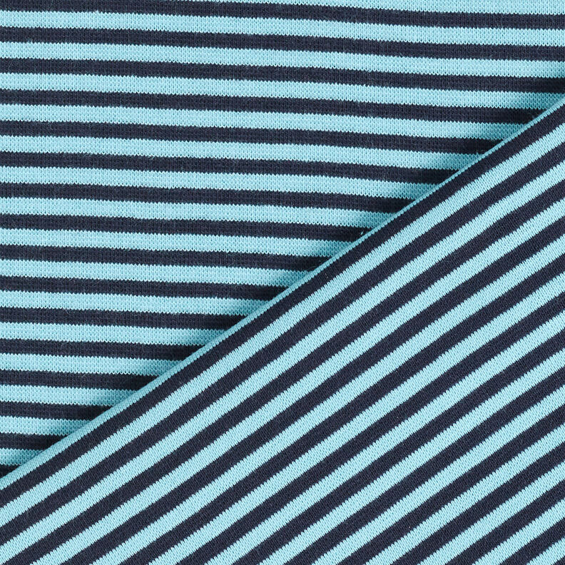 Bündchen Schlauchware Streifen – himmelblau/nachtblau,  image number 4