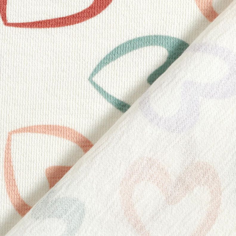 Baumwolljersey bunte Herzen &ndash; weiss/flieder,  image number 4
