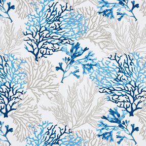 Baumwollstoff Cretonne große Korallen – weiss/blau, 