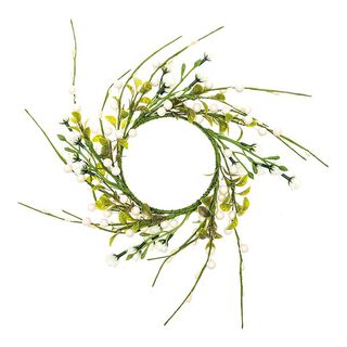Deko Blumenkranz mit Beeren [Ø11 cm/ 39 cm] – weiss/grün, 