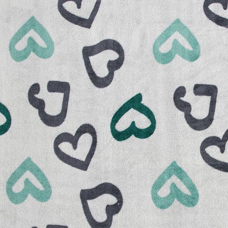 Kuschelfleece grosse Herzen – silbergrau/dunkelgrün,  image number 1