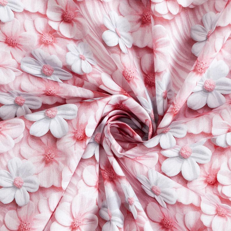 Baumwollpopeline Zuckerblumen Digitaldruck – hellaltrosa,  image number 3