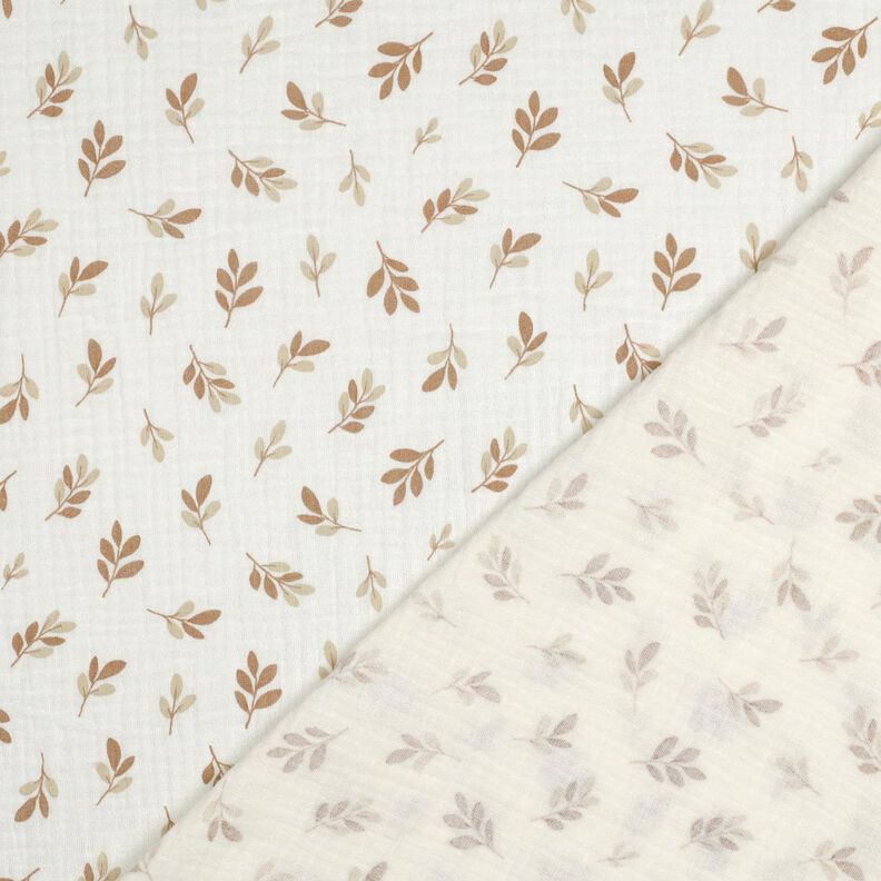 Musselin/ Doppel-Krinkel Gewebe Zweige | Poppy Fabrics – elfenbein/mocca, image number 4