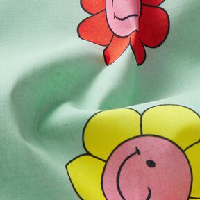 Beschichtete Baumwolle fröhliche Blumen | Poppy Fabrics – mint/zitronengelb, 