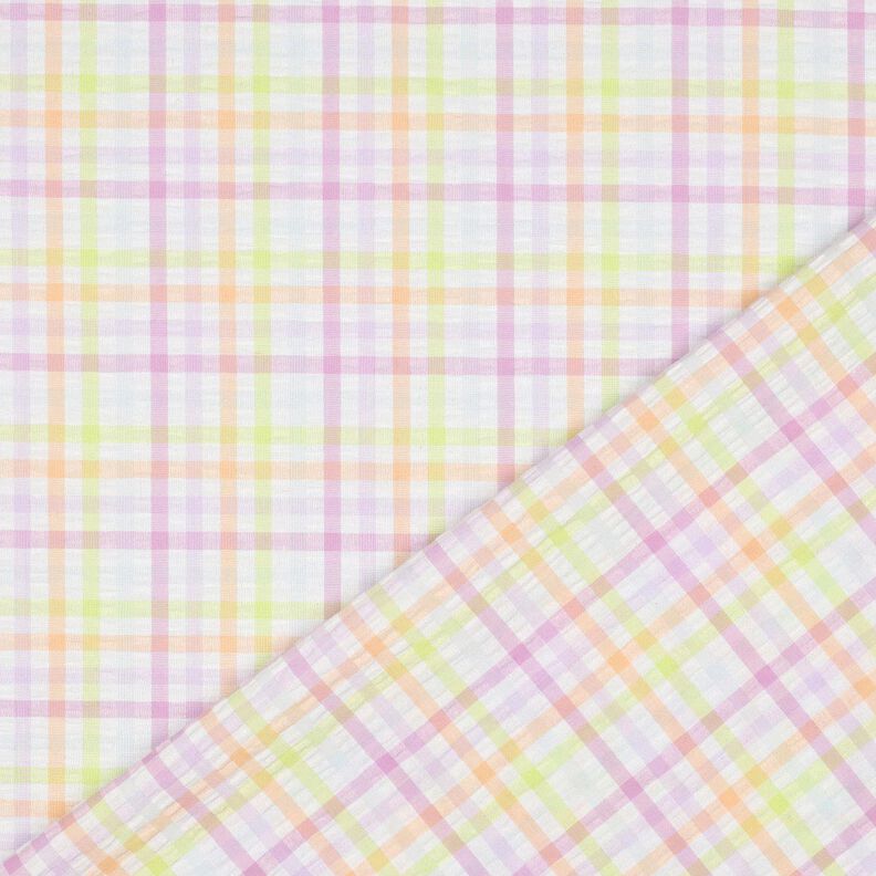 Seersucker Baumwoll-Mix buntes Karo – weiss/pastellviolett,  image number 4