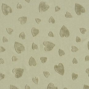 Frotteejersey Herzen – greige, 