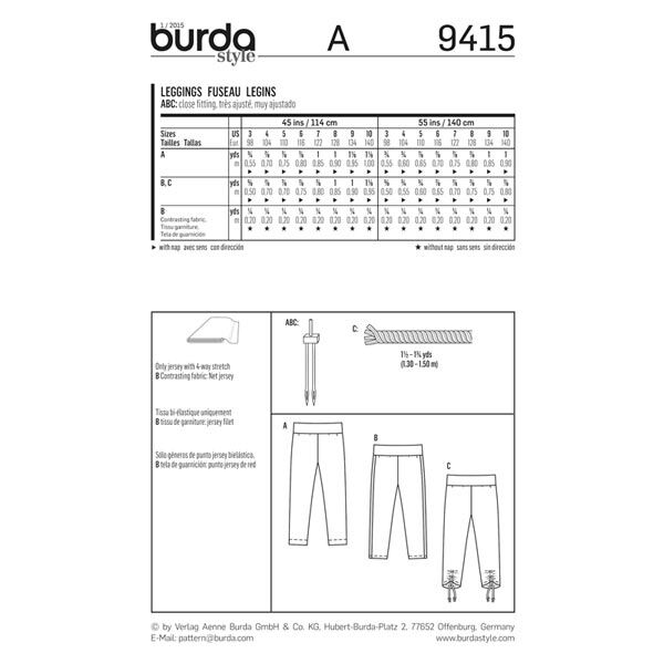 Leggings | Burda 9415 | 98-140,  image number 4