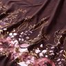 Baumwolljersey Bordürenstoff Blumen im Goldglitzer | Glitzerpüppi – bordeauxrot/pastellflieder,  thumbnail number 2
