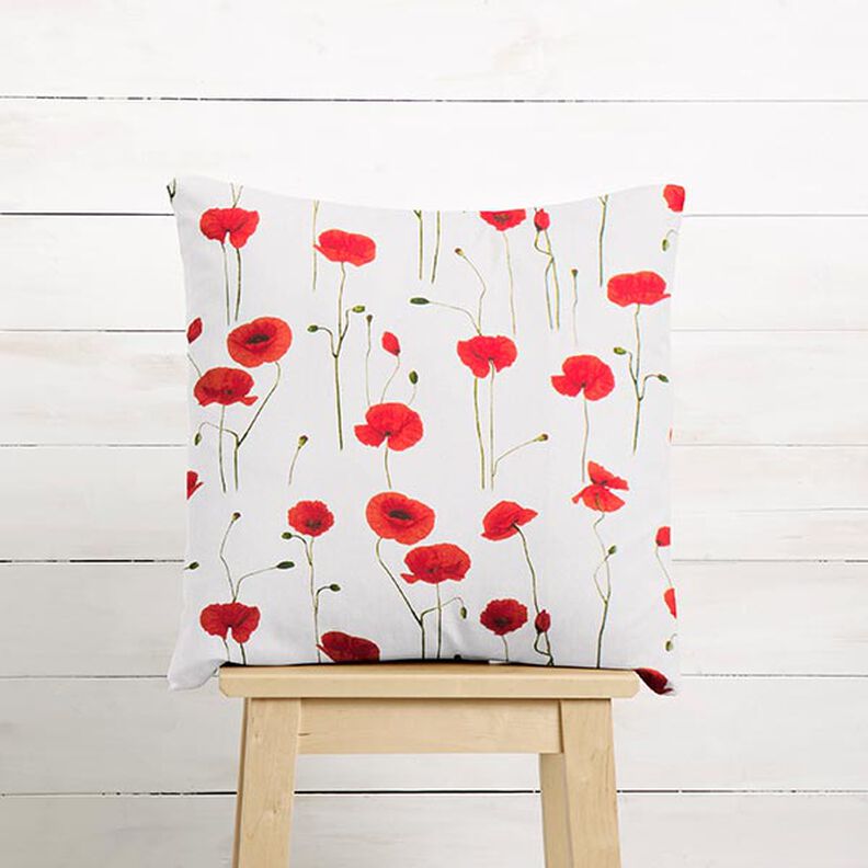 Dekostoff Halbpanama Mohn – weiss/rot,  image number 7