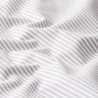 Baumwollpopeline Streifen, garngefärbt – grau/weiss | Reststück 80cm, 