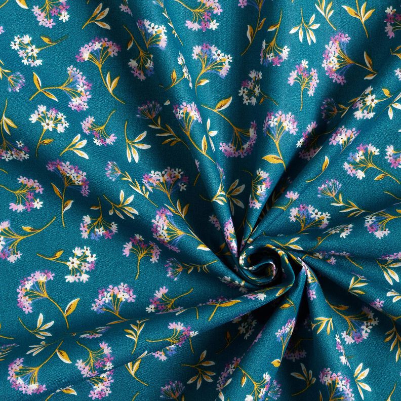 Baumwollstoff Cretonne zarte Blüten – ozeanblau, image number 3