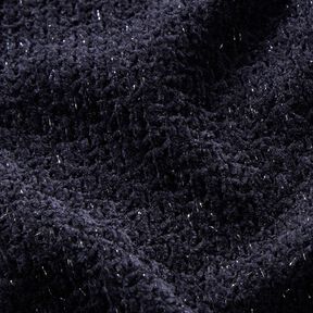 Chenille Strickjacquard Glitzer – schwarzblau/silber metallic, 