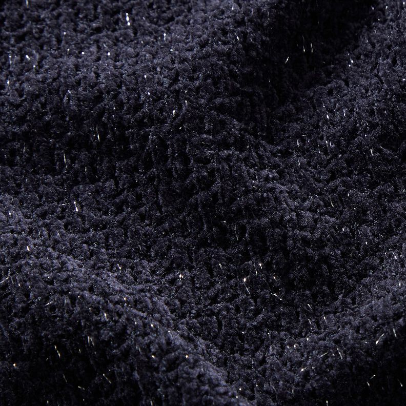 Chenille Strickjacquard Glitzer – schwarzblau/silber metallic,  image number 2