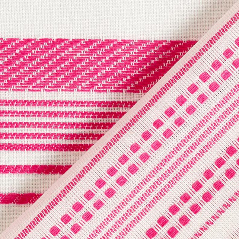 Baumwollstoff gestickte Streifen – wollweiss/pink,  image number 4
