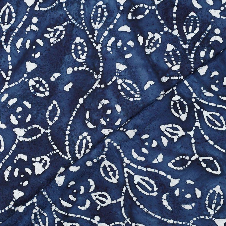 Viskose-Voile Batik Blätterzweige – indigo/weiss,  image number 4