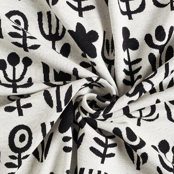 GOTS Strickjacquard EVERMORE Diversity | Hamburger Liebe - Albstoffe – weiss/schwarz | Reststück 50cm