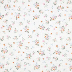 GOTS Musselin/ Doppel-Krinkel Gewebe süße Blümchen  | Poppy Fabrics – elfenbein/orange, 