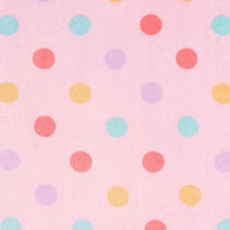 Kuschelfleece bunte Punkte – hellrosa,  image number 1