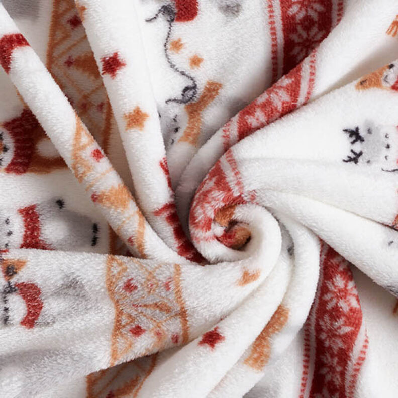 Kuschelfleece Wintertiere – weiss/karminrot, image number 3