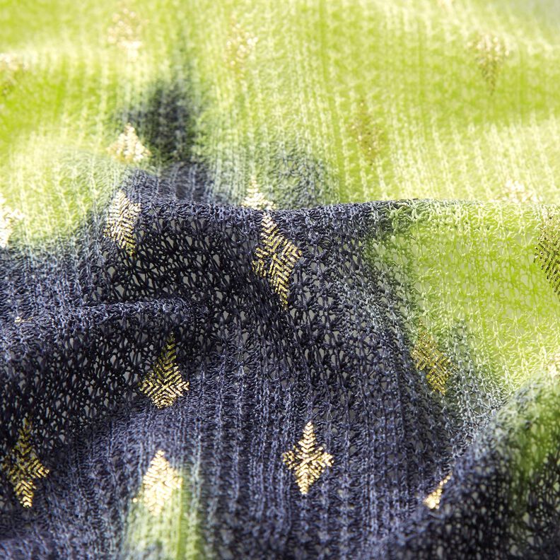 Strickspitze Batik und Goldrauten – marineblau/neongelb,  image number 2
