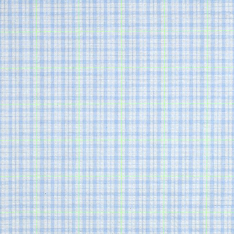 Seersucker Baumwoll-Mix Karo – hellblau/neongrün, image number 1