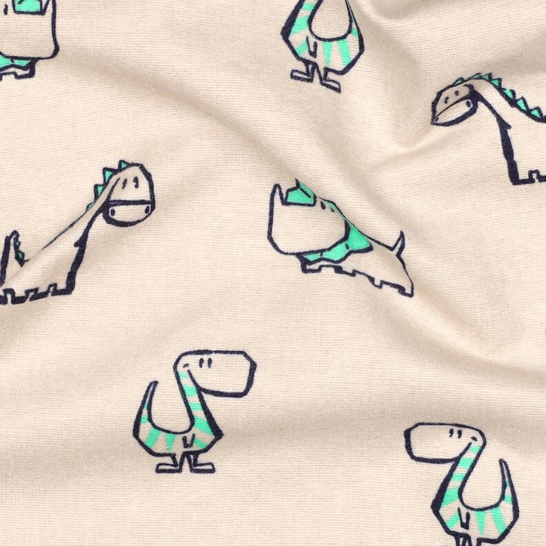 Baumwollflanell freche Dinos | Poppy Fabrics – natur/smaragdgrün,  image number 2