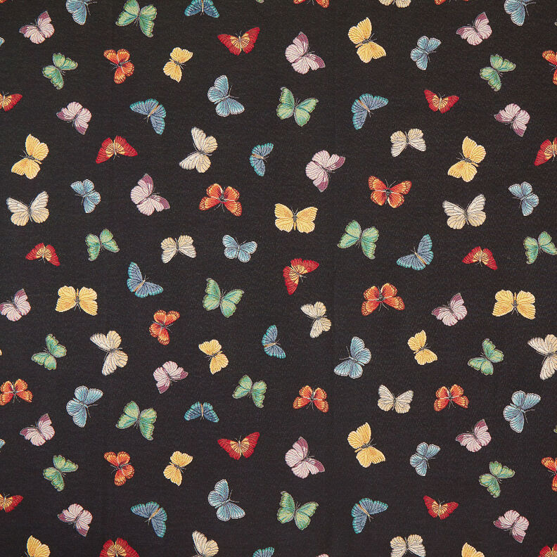 Dekostoff Gobelin Schmetterlingsschwarm – schwarz,  image number 1