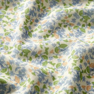 Feinstrick Streublumen – grasgrün/hellblau, 