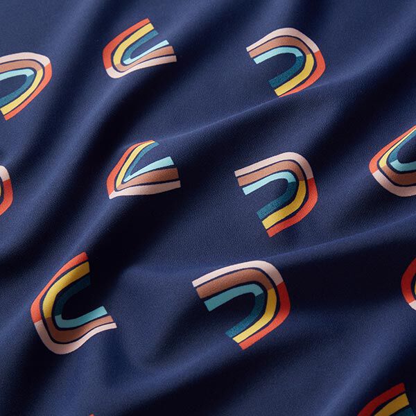 Badeanzugstoff abstrakte Regenbögen – marineblau, image number 2