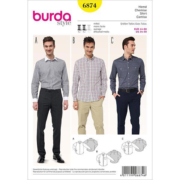 Herrenhemd | Burda 6874 | 44-60, image number 1