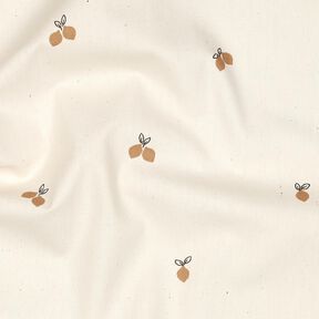 GOTS Baumwollpopeline kleine Zitronen | Poppy Fabrics – natur/rehbraun, 