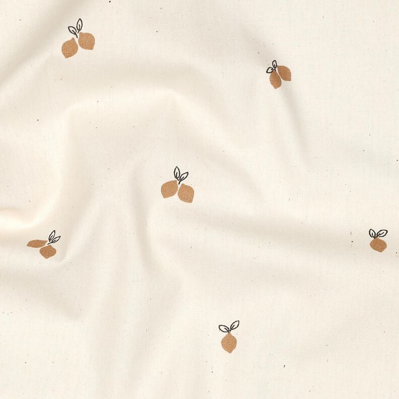 GOTS Baumwollpopeline kleine Zitronen | Poppy Fabrics – natur/rehbraun,  image number 2