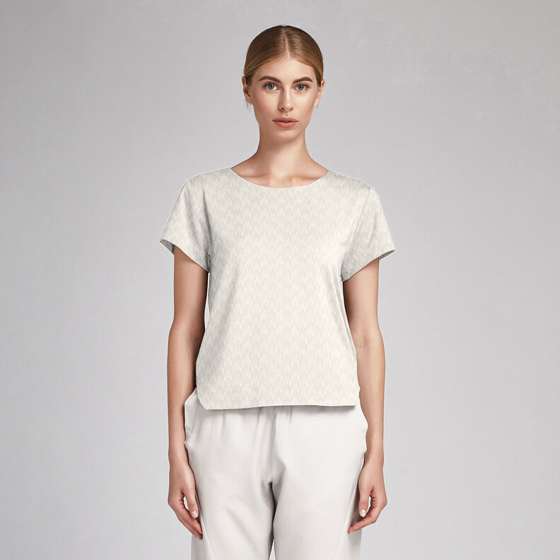 Jacquard Dobby Hahnentritt – wollweiss,  image number 7