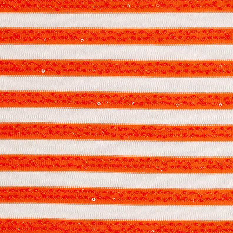 Feinstrick Pailletten Streifen – orange/wollweiss,  image number 1