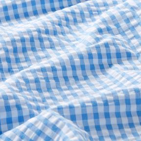 Seersucker Baumwolle gewebtes Karo – blau/weiss, 