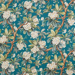 Dekostoff Canvas blühender Baum – ozeanblau, 