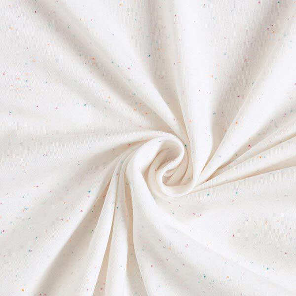 Baumwolljersey Melange Konfetti – weiss | Reststück 50cm