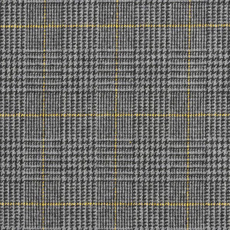 Wollstoff Glencheck – dunkelgrau/gelb,  image number 1