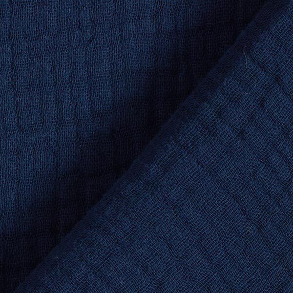 GOTS Dreilagiger Baumwoll-Musselin – nachtblau | Reststück 100cm