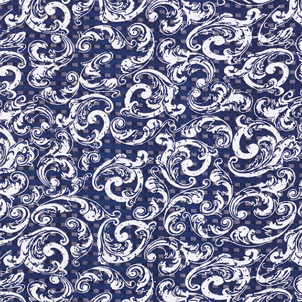Georgette Ausbrennerkaro Jugendstilmuster – marineblau, image number 1
