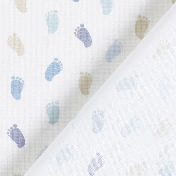 Baumwollpopeline Baby-Füßchen – weiss/jeansblau