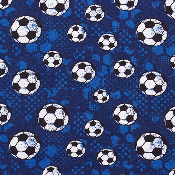 Baumwolljersey Fußball – marineblau | Reststück 100cm