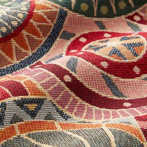 Dekostoff Gobelin bunte Kreise – karminrot/hellbeige, 