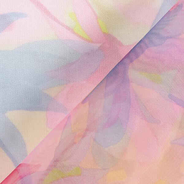 Organza Aquarell – blau/pink | Reststück 50cm
