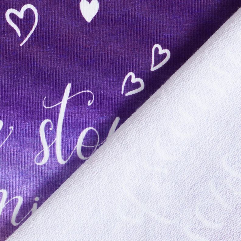 French Terry Sommersweat Never stop Dreaming | Glitzerpüppi – lila/aubergine,  image number 4
