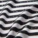 Feinstrick Pailletten Streifen – schwarz/wollweiss, 