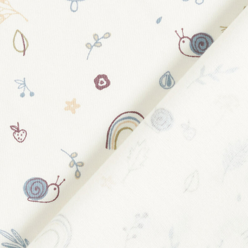 Baumwolljersey Schnecken, Pilze und Regenbögen – wollweiss,  image number 4