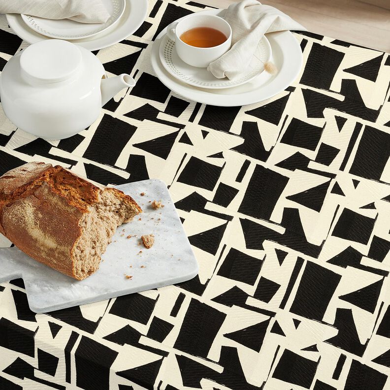 Dekostoff Jacquard abstrakte Struktur – schwarz/wollweiss, image number 8